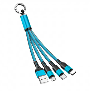 • "	كيبل USB متعدد 4 في 1 شاحن سريع نايلون مع نوع A/USB C الى 120 واط"