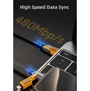 •        كابل شاحن USB متعدد 15 سم، شحن سريع 65 واط 3 في 1  (Lightning, Type-C & Micro USB)